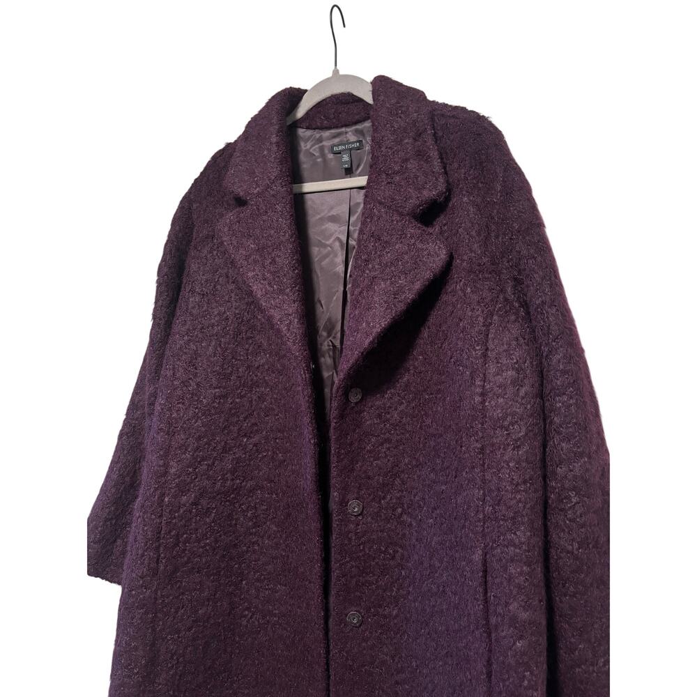 Eileen Fisher Women's Purple Textured Boucle Long Coat Size L - Picture 3 of 13